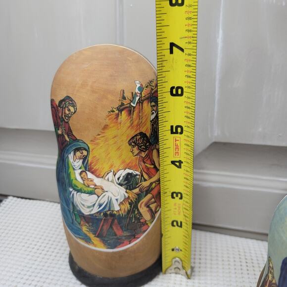 Matryoshka Nesting Dolls 5 Set Life of Jesus Christ Nativity Russian 7" SIGNED - Picture 3 of 13